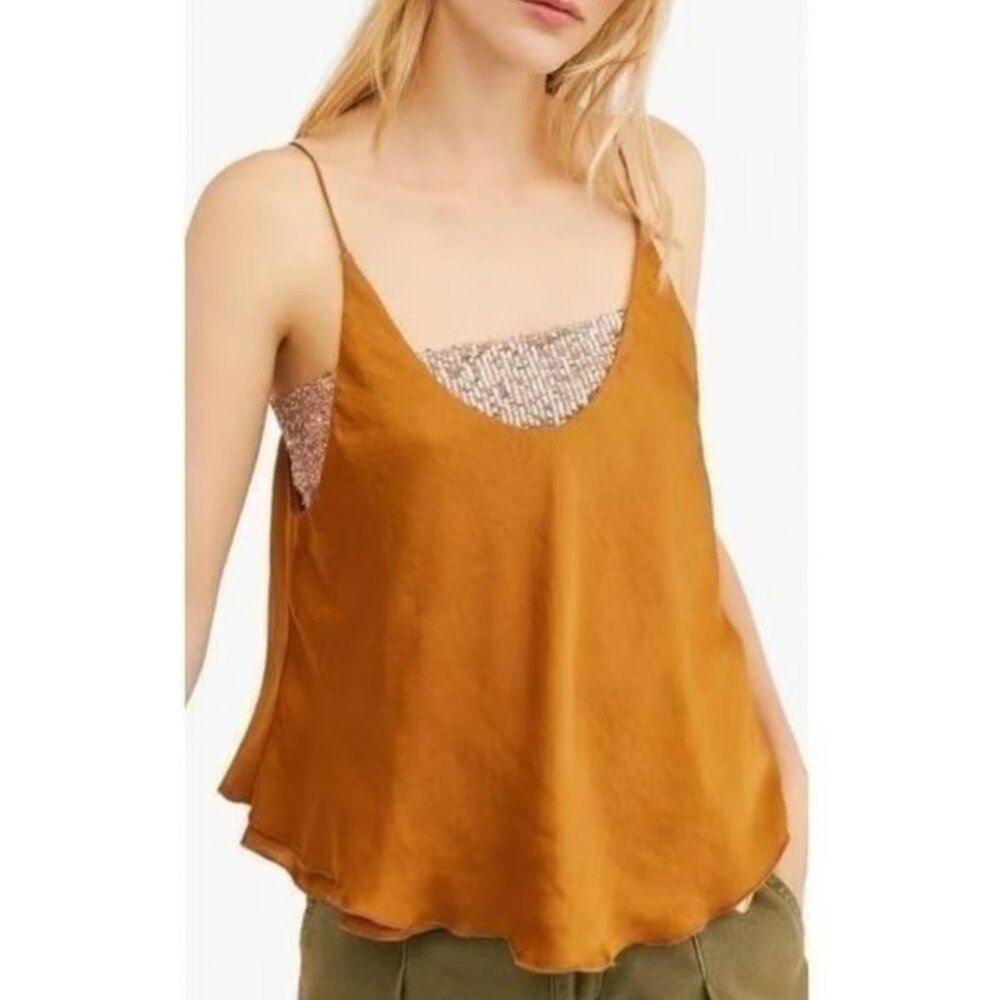 FREE PEOPLE Intimately Cami Turn It On Sequin Top Small